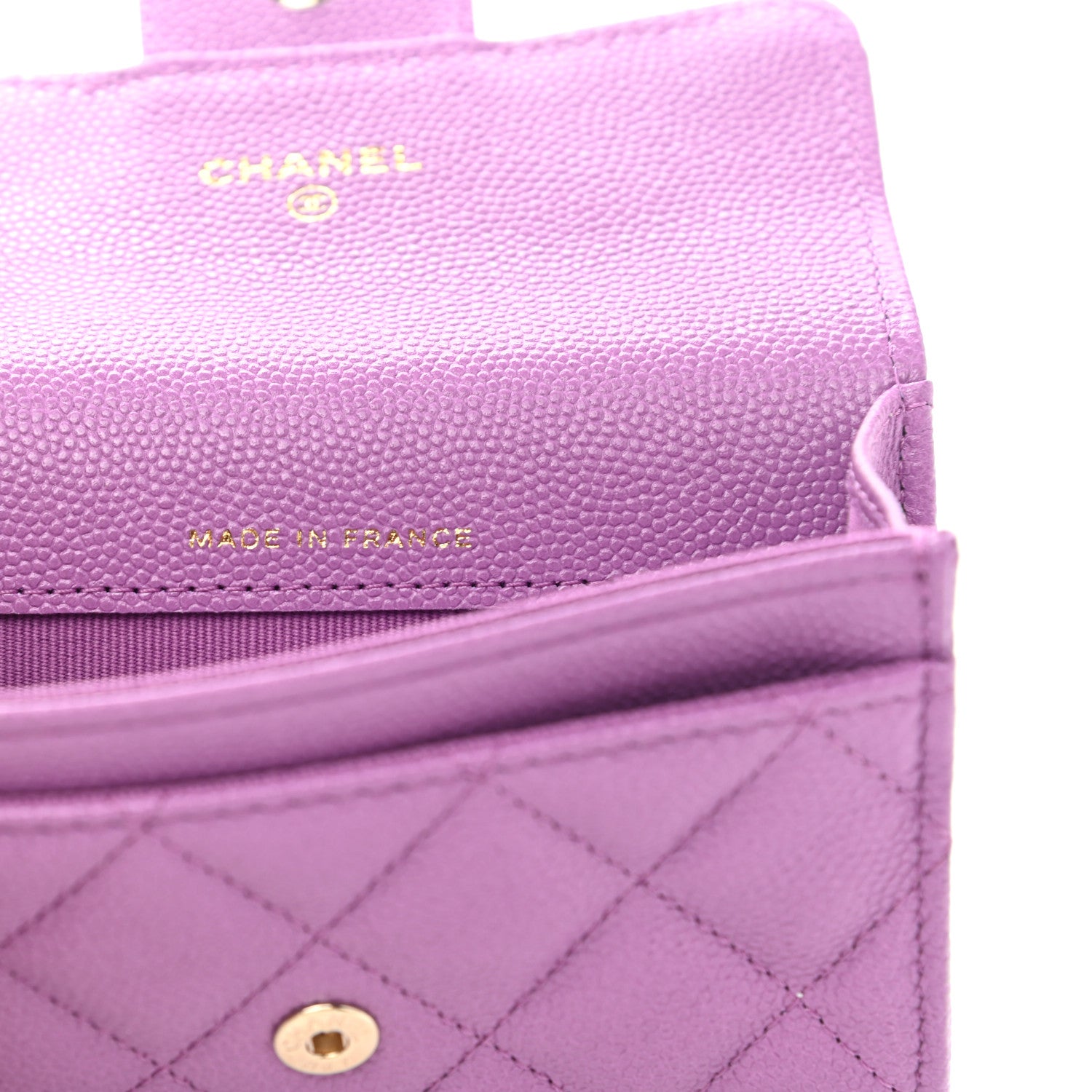 Chanel Caviar Quilted Flap Card Holder Wallet Purple 7 of 9