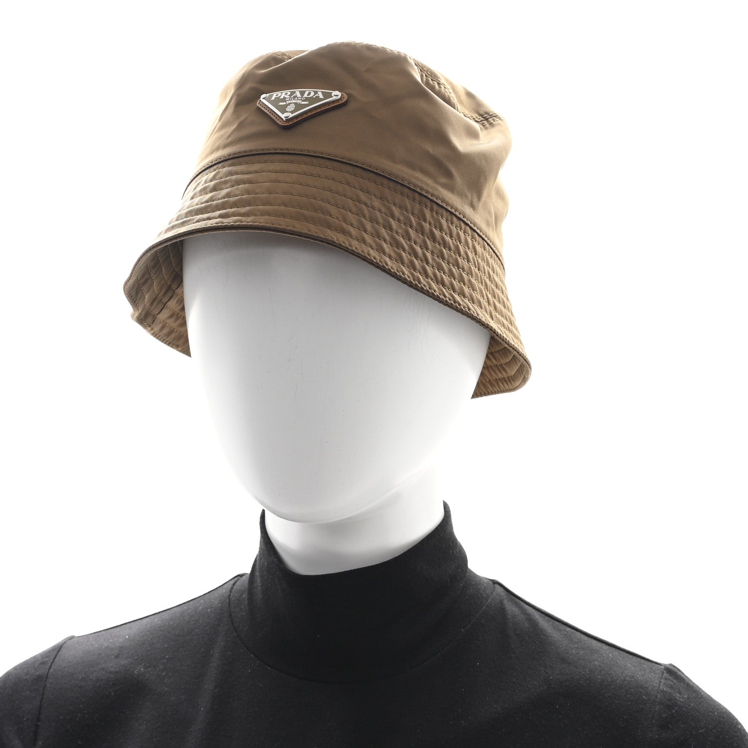 Prada Re-Nylon Metal Triangle Logo Mens Bucket Hat M Sughero 2 of 8