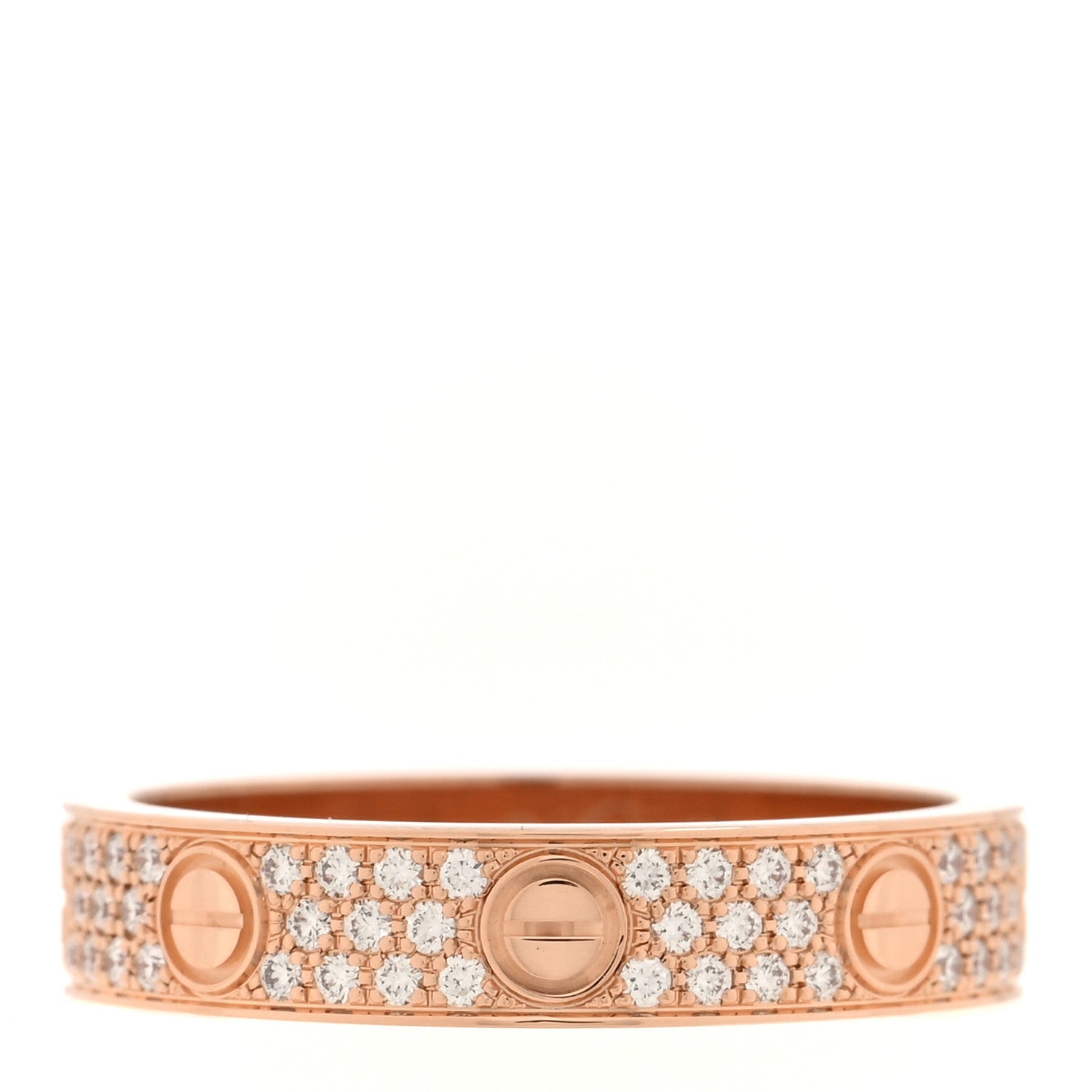 Cartier 18K Pink Gold Diamond 4mm LOVE Wedding Paved Band Ring 52 6 1 of 5
