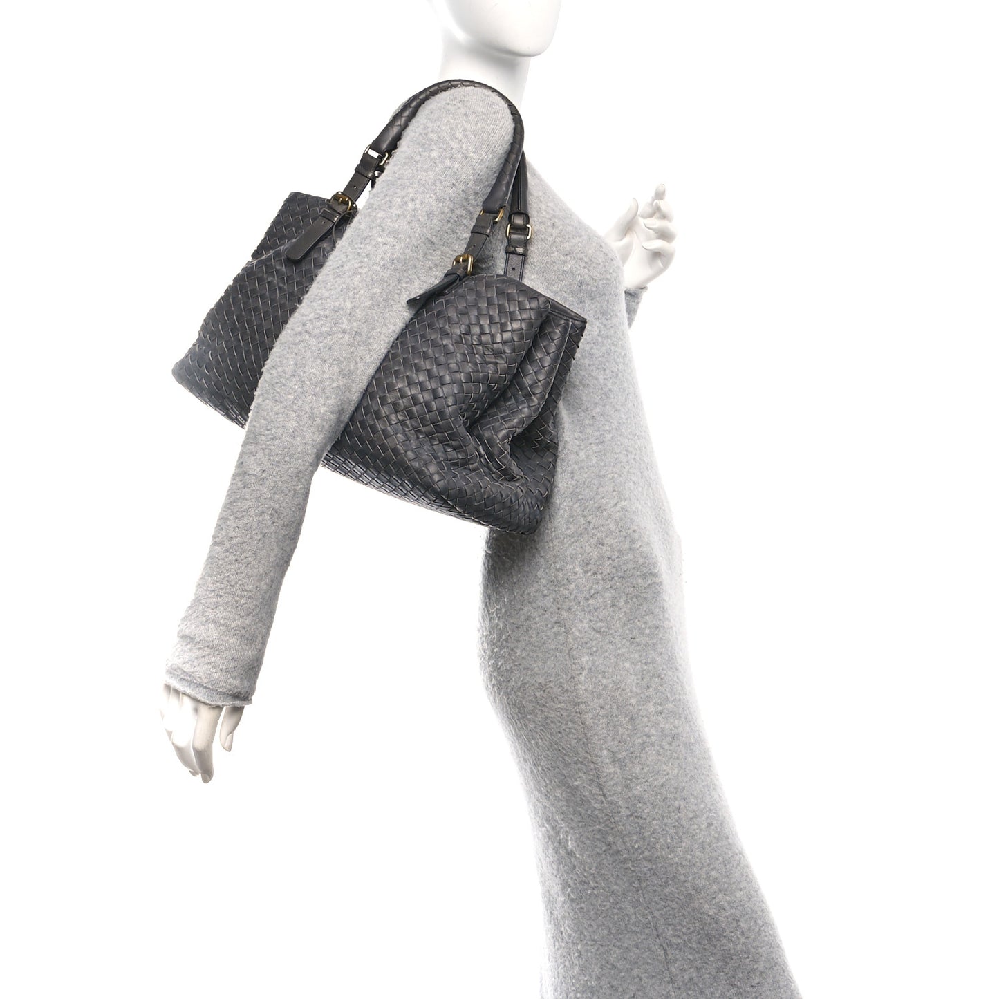 Nappa Intrecciato Medium Roma Tote Ferro Gray
