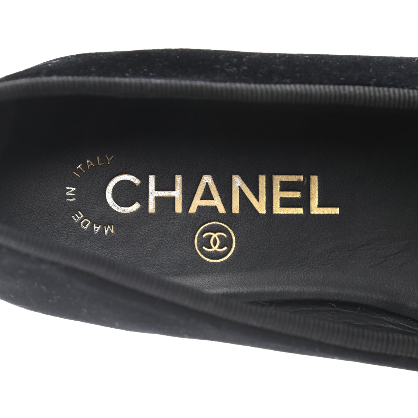 Velvet Patent Calfskin Cap Toe Ballerina Flats 37 Black