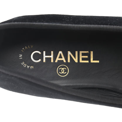 Chanel Velvet Patent Calfskin Cap Toe Ballerina Flats 37 Black 7 of 8