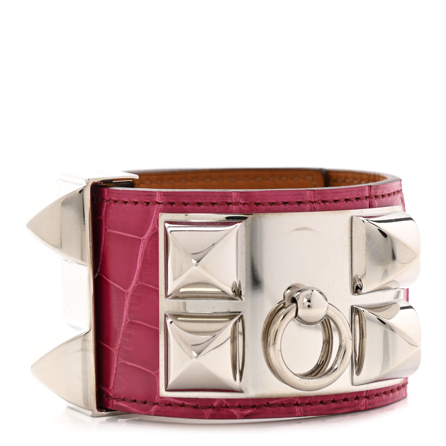 Hermes Shiny Alligator Collier De Chien CDC Bracelet S Fuchsia 1 of 6