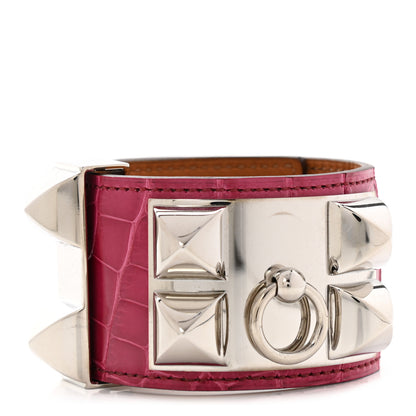 Hermes Shiny Alligator Collier De Chien CDC Bracelet S Fuchsia 1 of 6