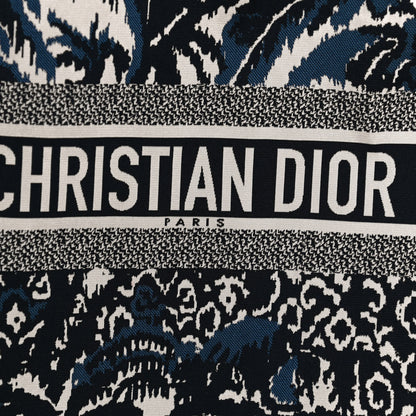 Christian Dior Embroidered Palm Tree Toile De Jouy Diortravel Zipped Pouch Blue 7 of 9