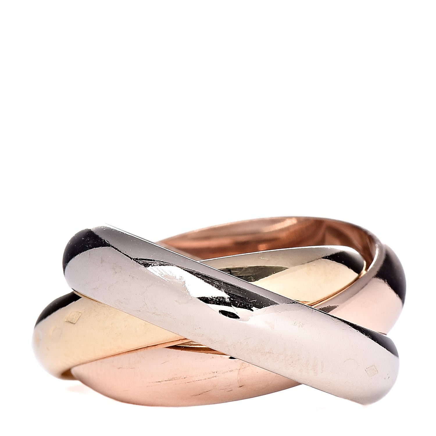 Cartier 18K Pink Yellow White Gold Large Trinity Ring 51 5.75 3 of 5