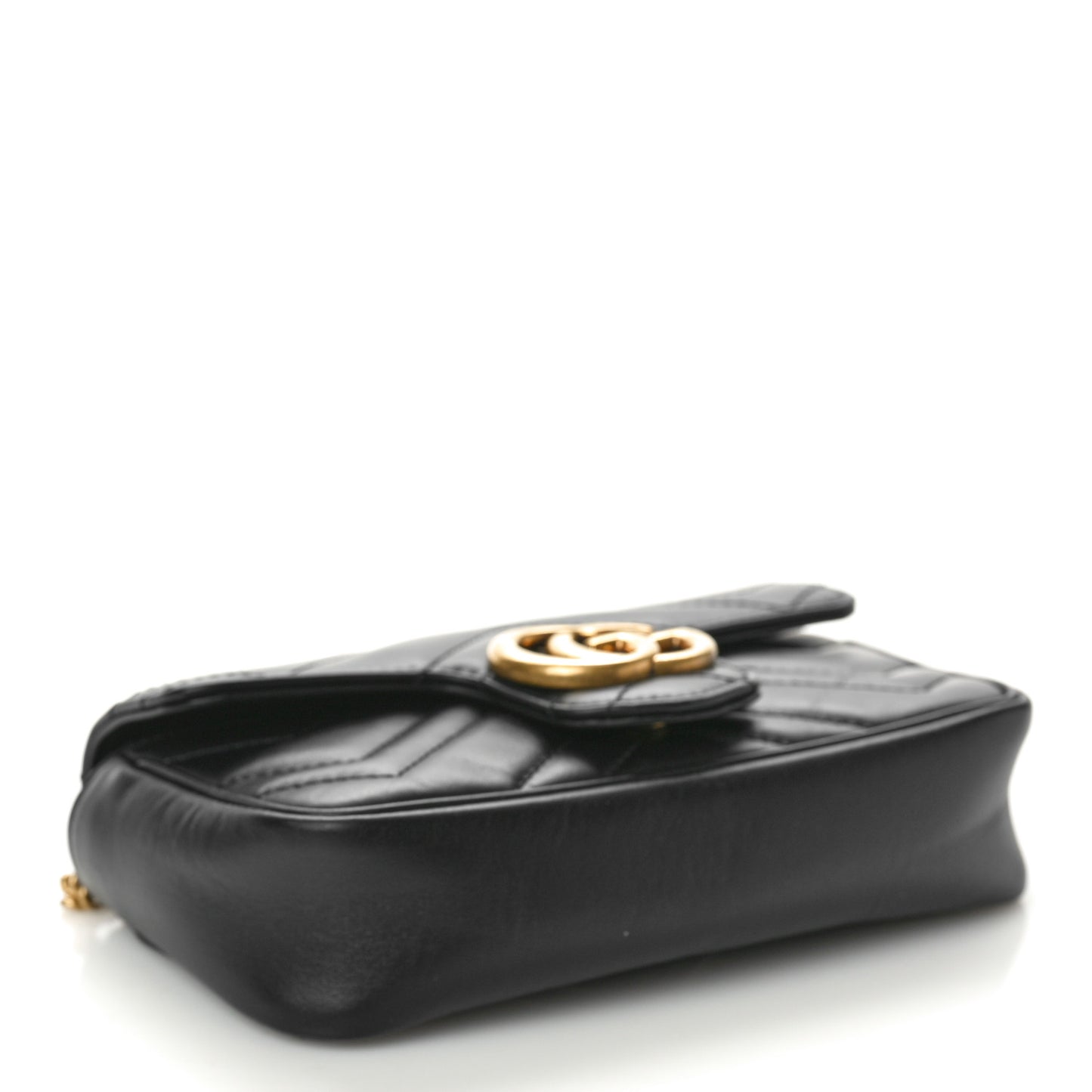 Calfskin Matelasse Super Mini GG Marmont Shoulder Bag Black