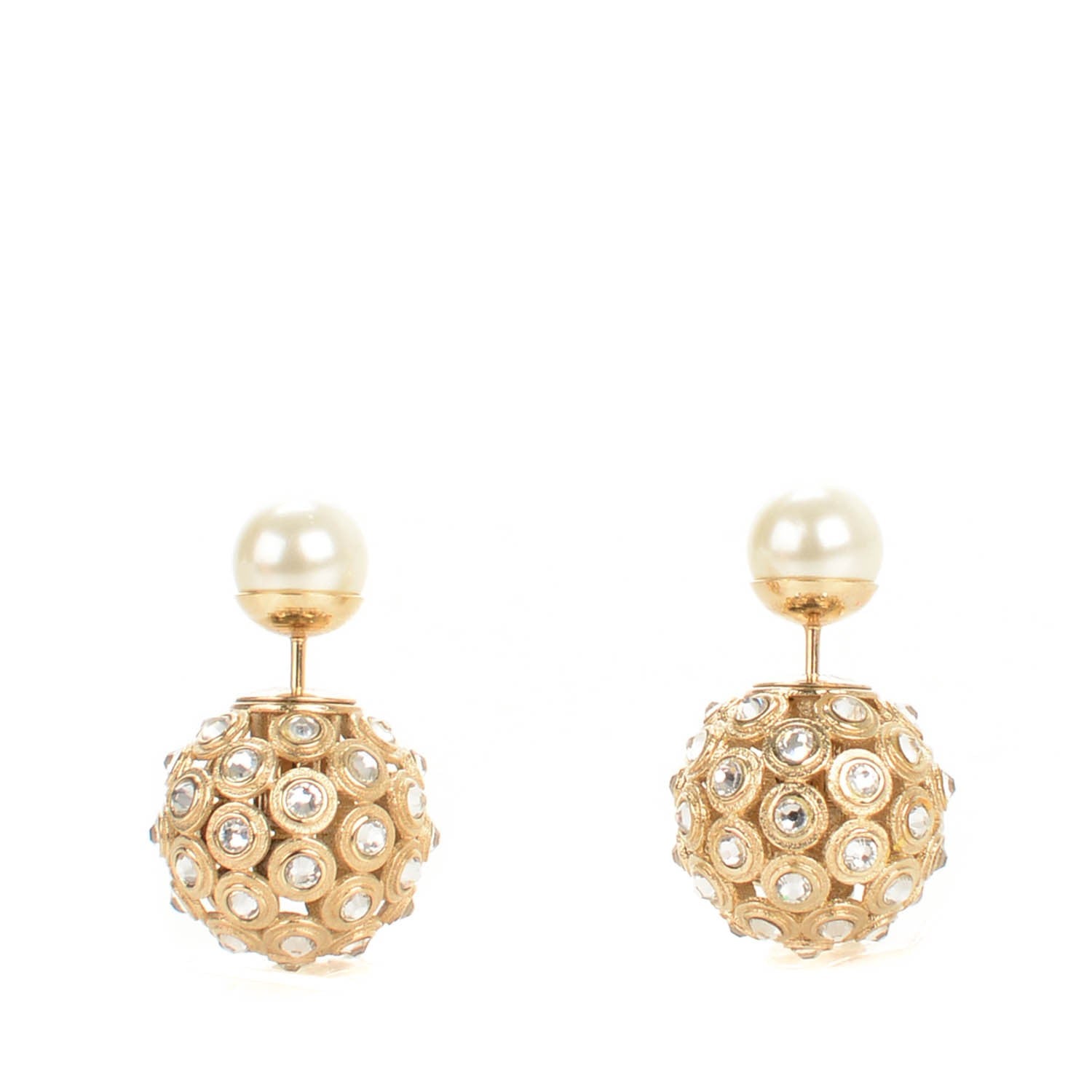 Christian Dior Crystal Mise En Dior Tribal Earrings Gold 1 of 5