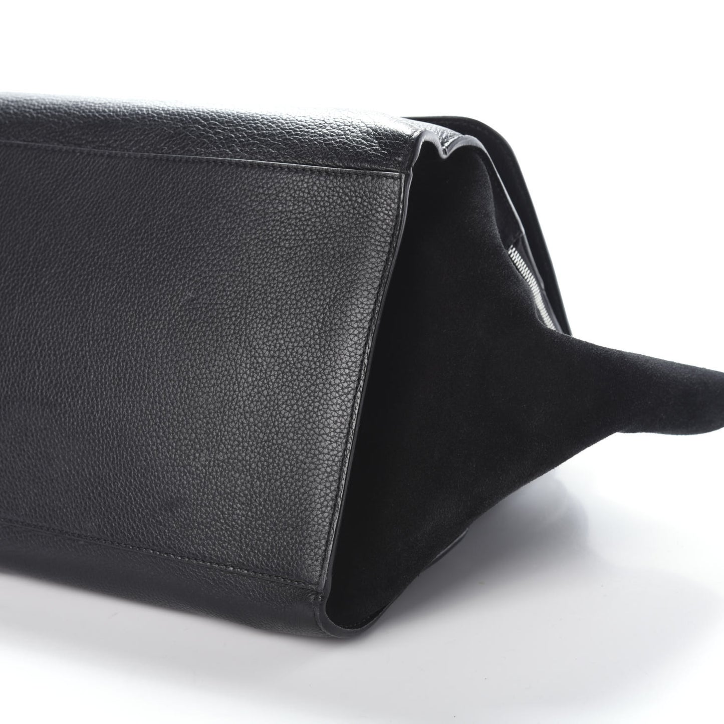Drummed Calfskin Suede Double Zip Trapeze Black