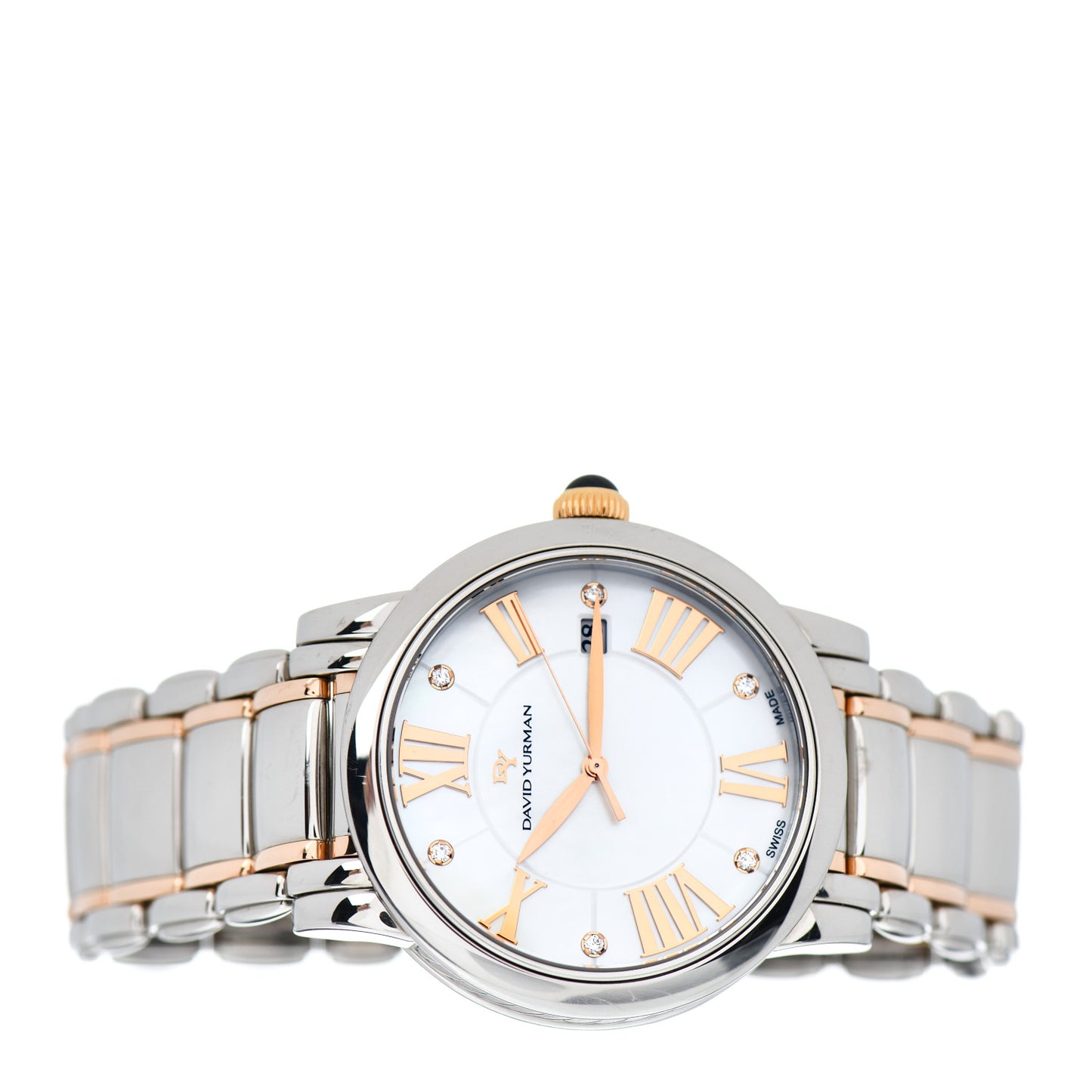 Stainless Steel 18K Rose Gold Diamond Mother of Pearl 38mm Classic Quartz Watch