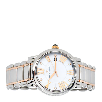 David Yurman Stainless Steel 18K Rose Gold Diamond Mother of Pearl 38mm Classic Quartz Watch 2 of 5