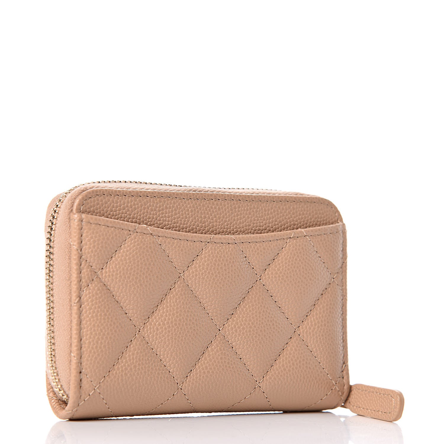 Chanel Caviar Quilted Zip Coin Purse Beige 3 of 8