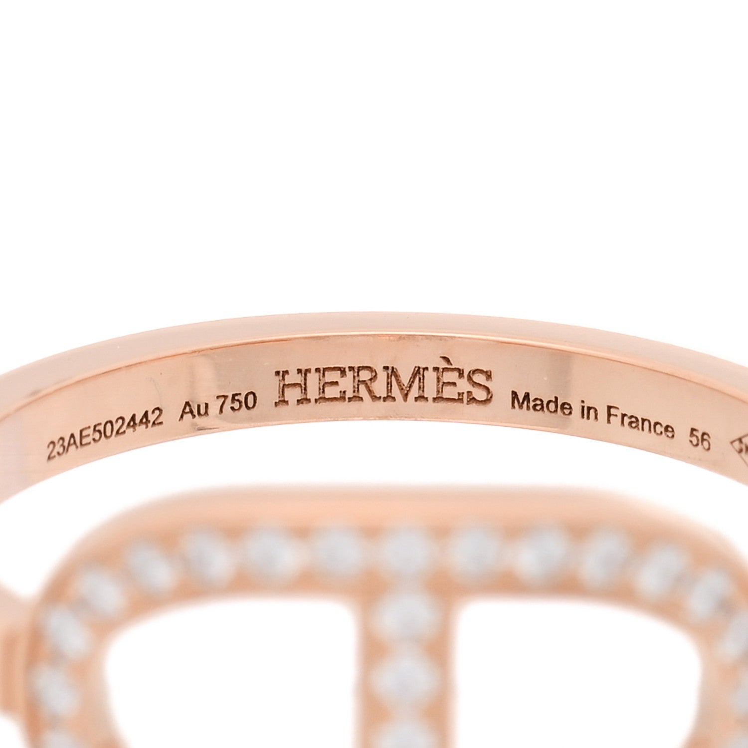 Hermes 18K Rose Gold Diamond MM Chaine d'Ancre Contour Ring 56 7.5 4 of 5