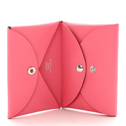 Hermes Epsom Calvi Duo Card Case Rose Azalee 5 of 8