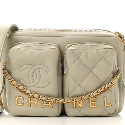 Chanel Calfskin Quilted Small Camera Case Grey 8 of 10