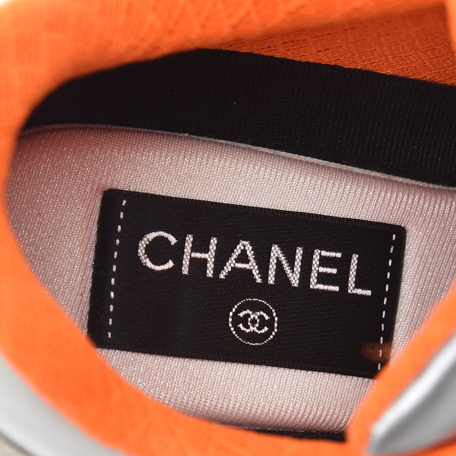 Chanel Nylon Calfskin Suede CC Womens Sneakers 37 White Orange 6 of 15
