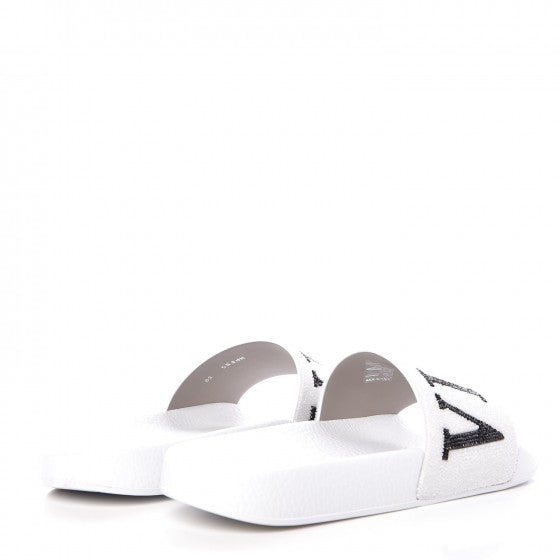 Valentino Garavani Rubber Swarovski Crystal VLTN Pool Slide Sandals 38 White 4 of 7
