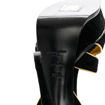 Saint Laurent Suede Tribute 105 Platform Sandals 38.5 Black Gold 8 of 11