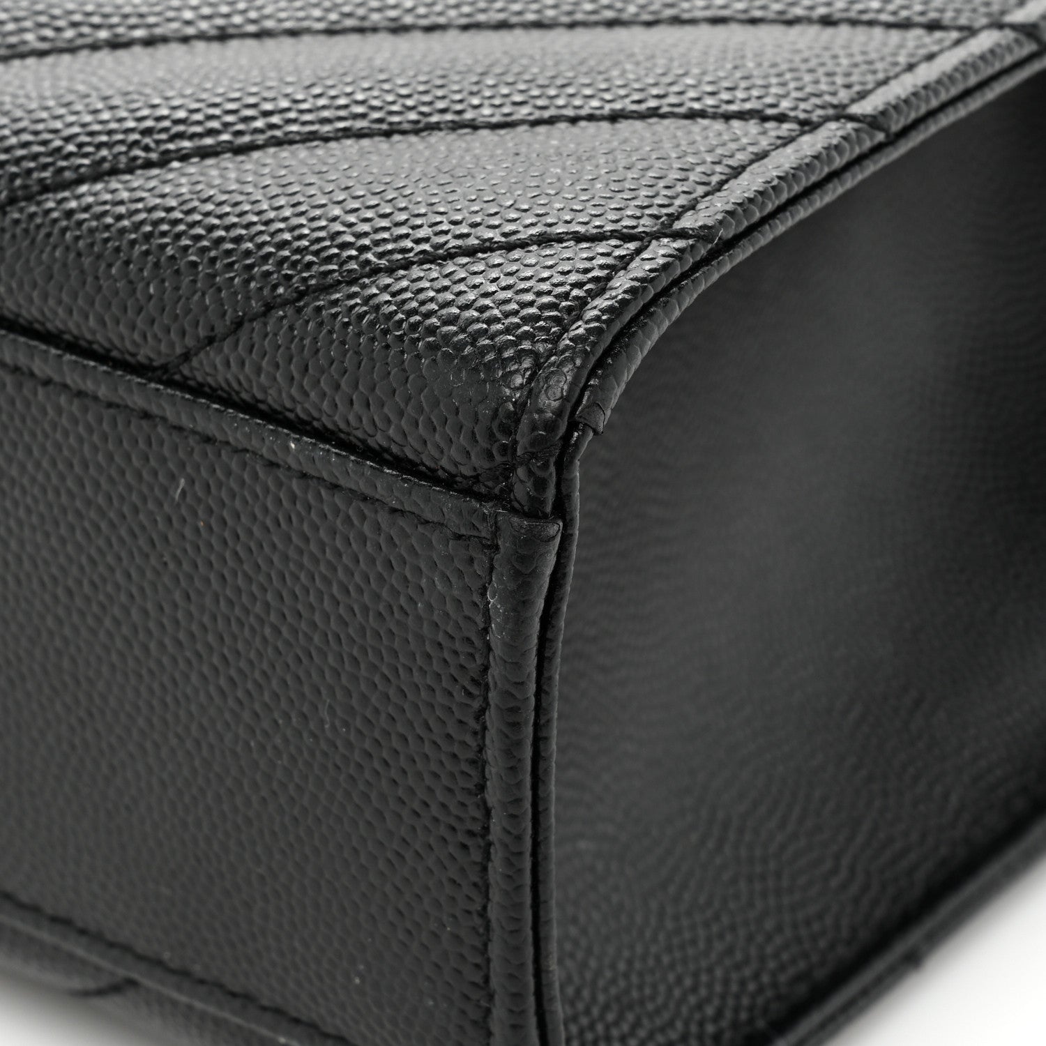 Saint Laurent Grain De Poudre Matelasse Chevron Large Monogram Satchel Black 12 of 15