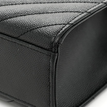 Saint Laurent Grain De Poudre Matelasse Chevron Large Monogram Satchel Black 12 of 15