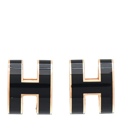 Hermes Gold Lacquered Pop H Earrings Black 1 of 5