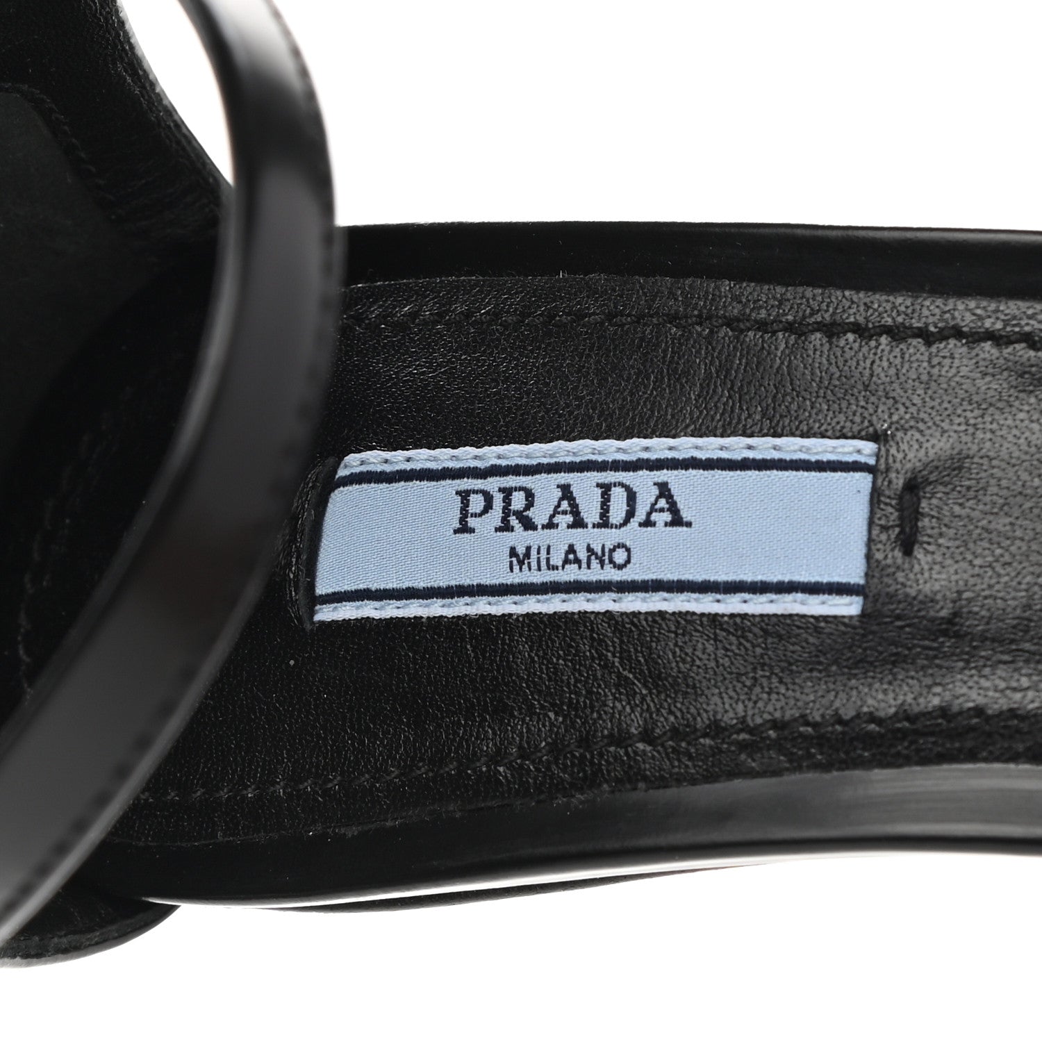 Prada Brushed Calfskin Logo Sandals 37.5 Black 8 of 9