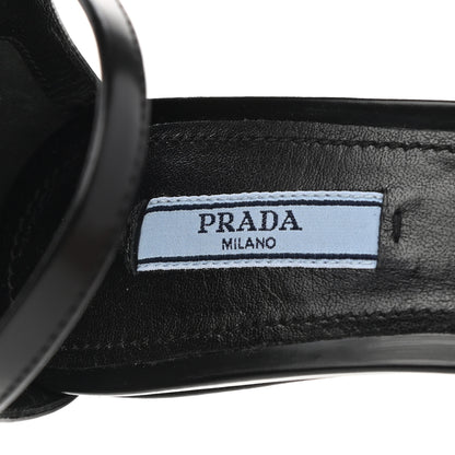 Prada Brushed Calfskin Logo Sandals 37.5 Black 8 of 9