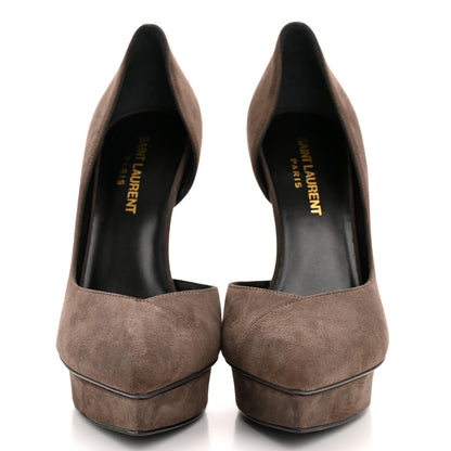 Saint Laurent Suede Janis 105 D'Orsay Pumps 38 Road Grey 3 of 10