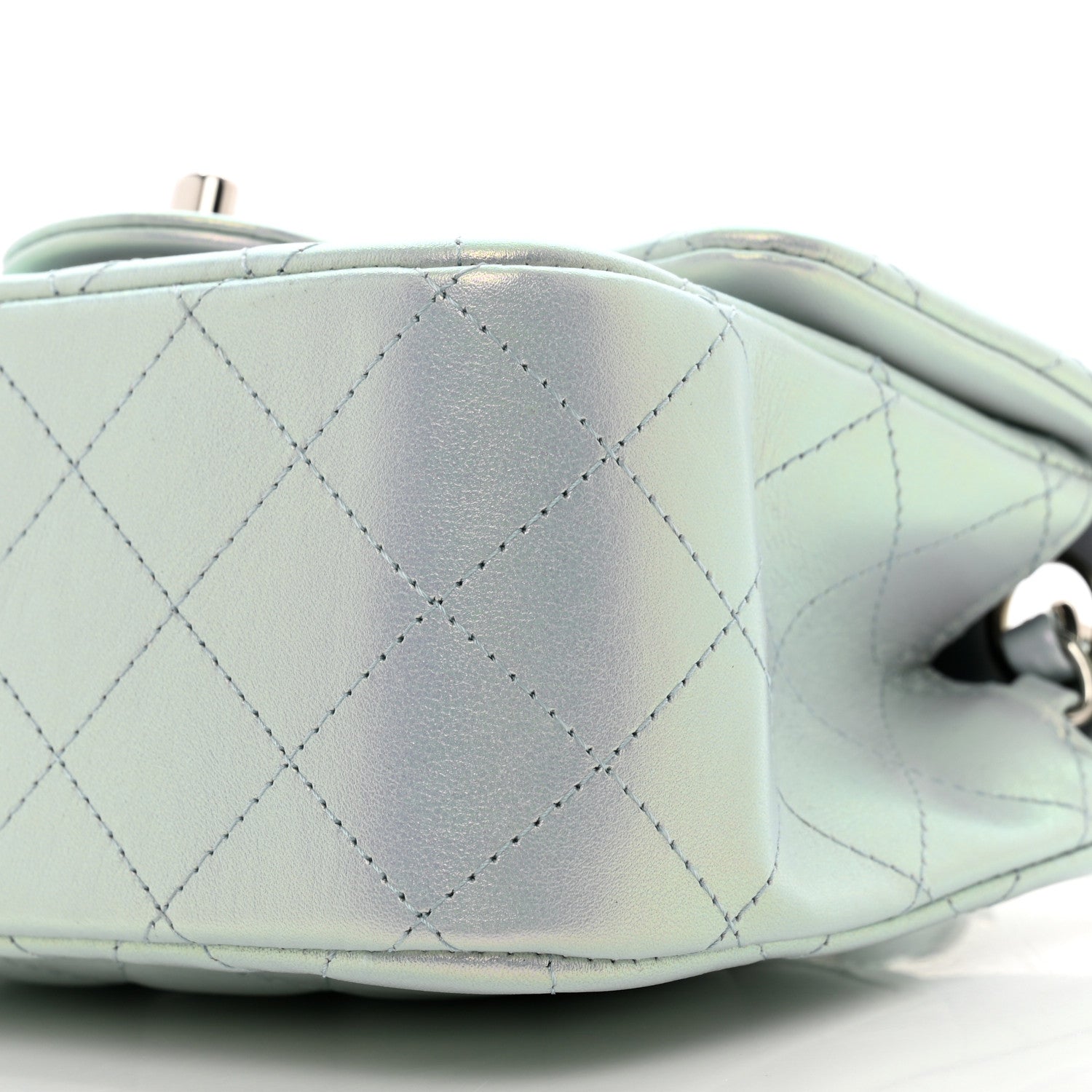 Chanel Iridescent Lambskin Quilted Mini Square Flap Light Blue 10 of 10