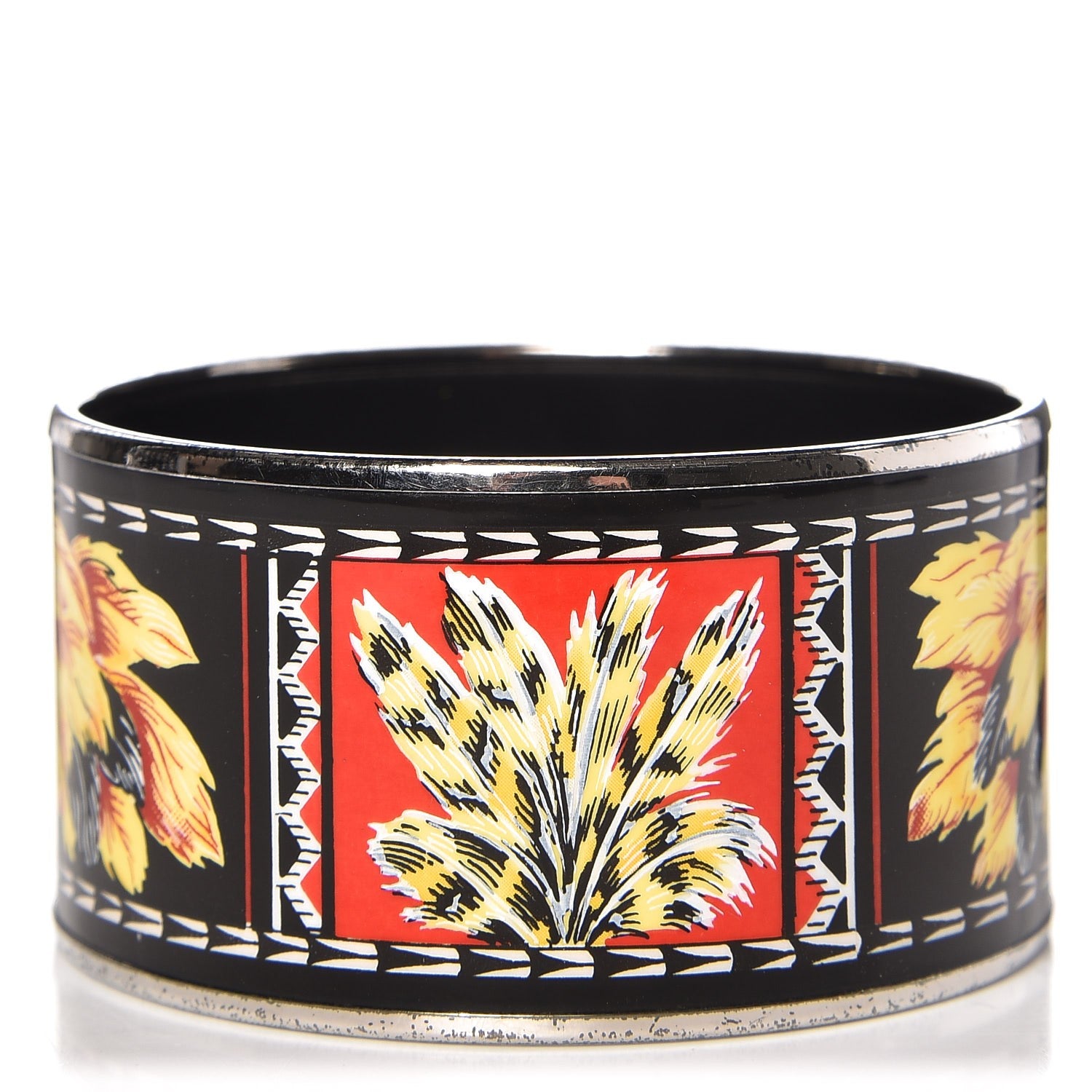 Hermes Enamel Printed Brazil Extra Wide Bracelet 62 1 of 4