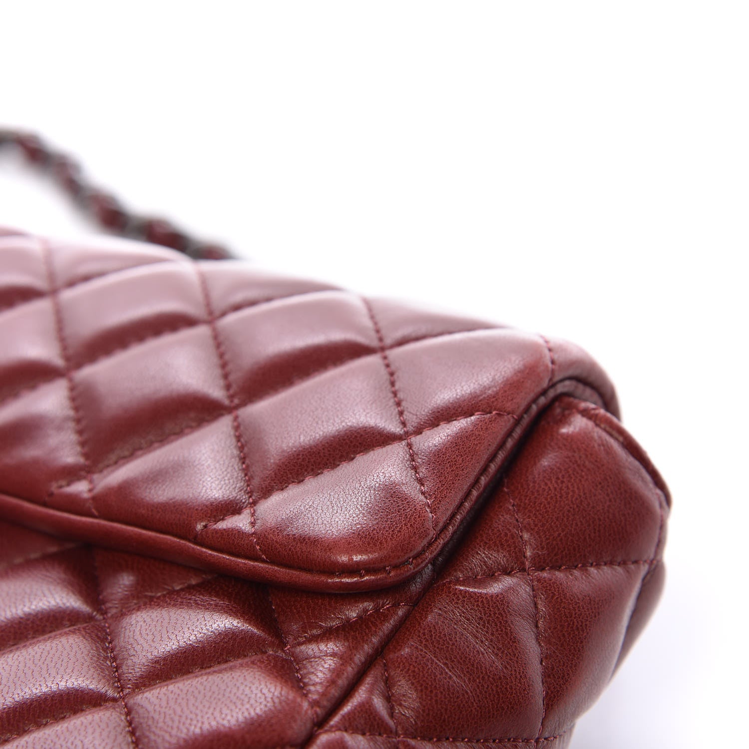 Chanel Lambskin Quilted East West Flap Dark Red 11 of 18