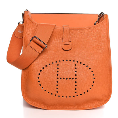 Hermes Taurillon Clemence Evelyne III GM Orange 9 of 9