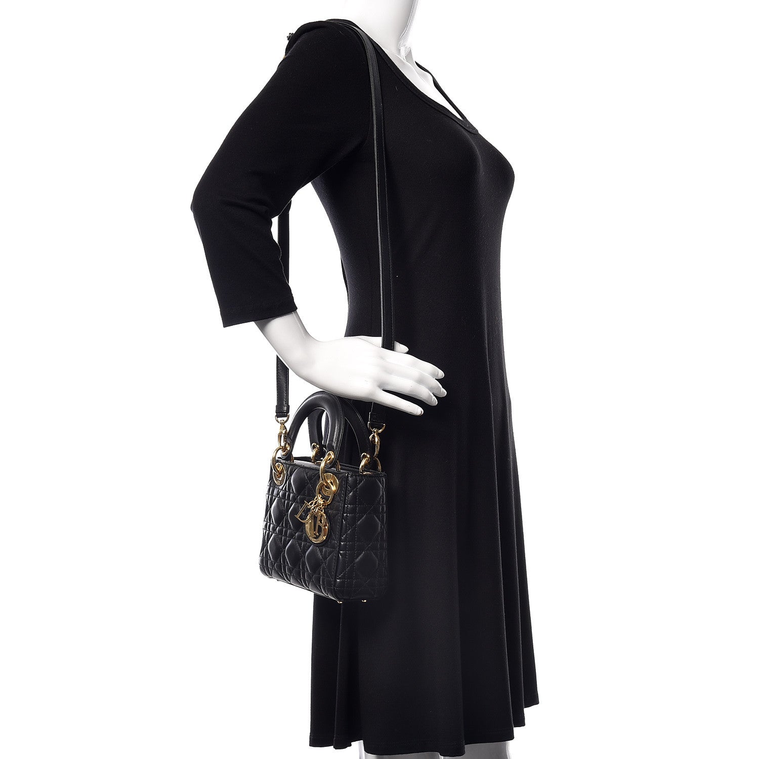 Christian Dior Lambskin Cannage Mini Lady Dior Black 2 of 11