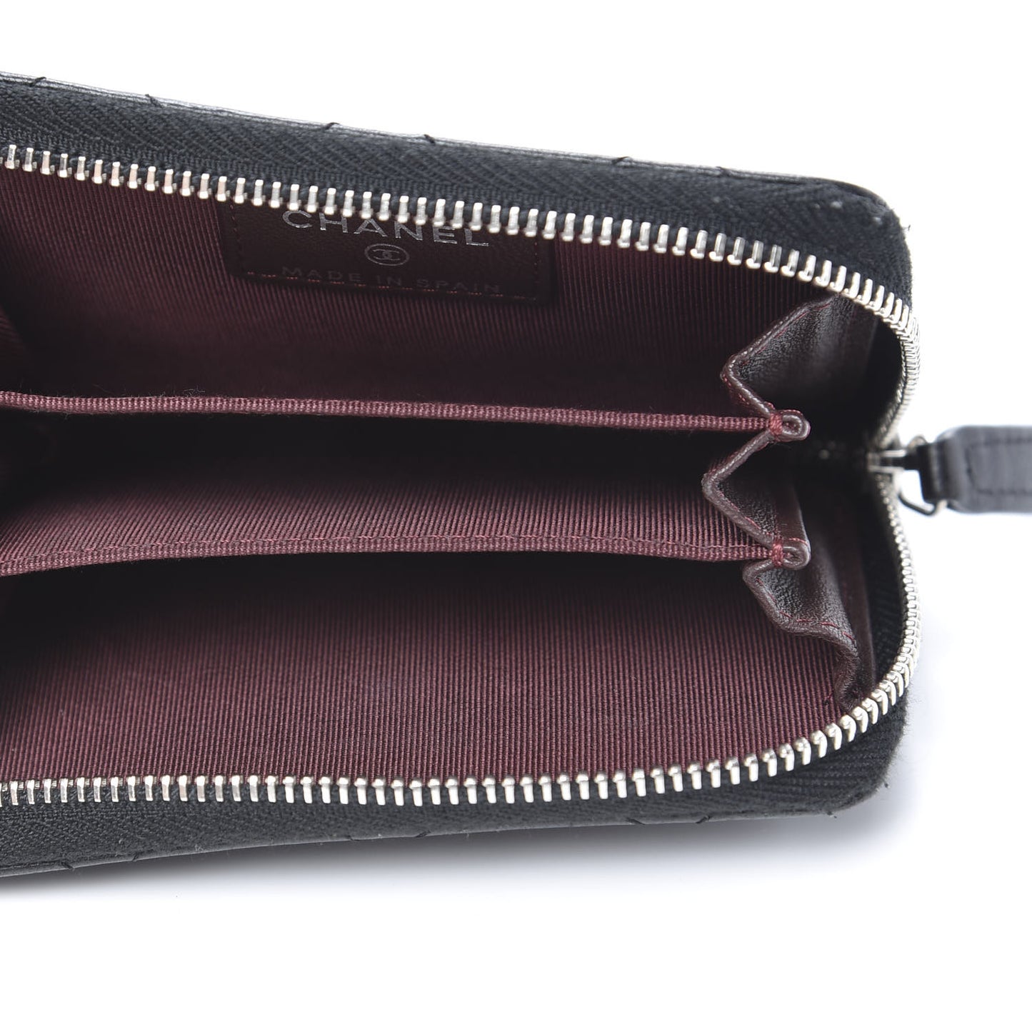 Lambskin Quilted Zip Coin Purse Black