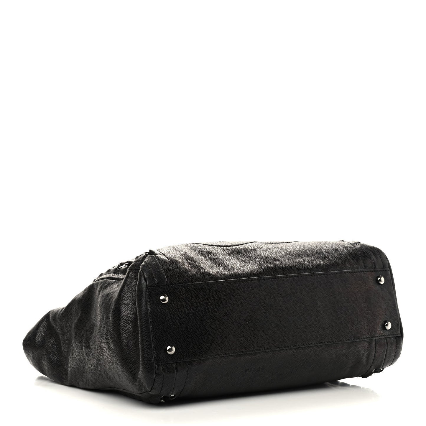 Glazed Caviar Modern Chain Tote Black