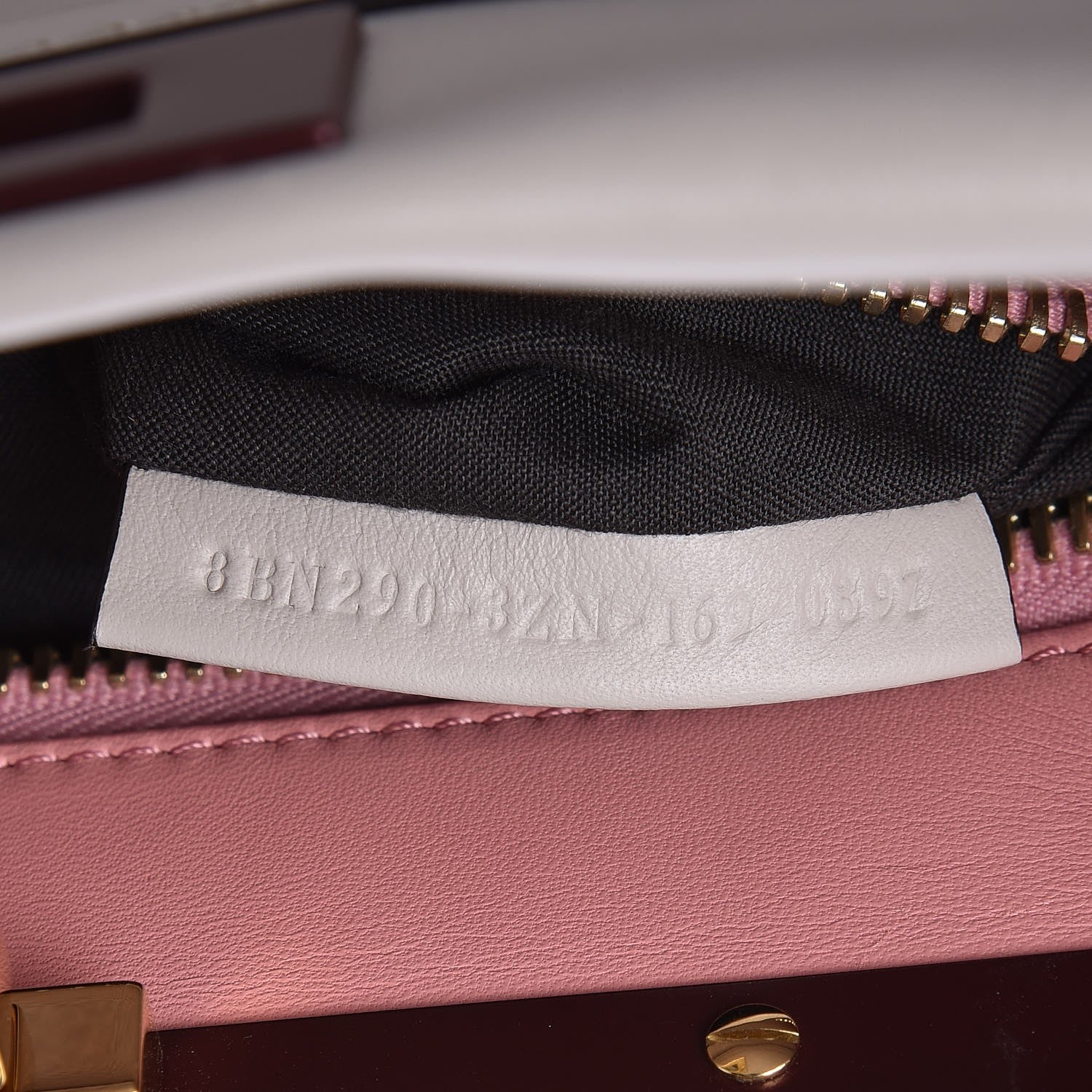 Fendi Vitello Seta Shiny Nappa Medium Peekaboo Iconic Satchel Grigio Polvere Bois de Rose 13 of 14