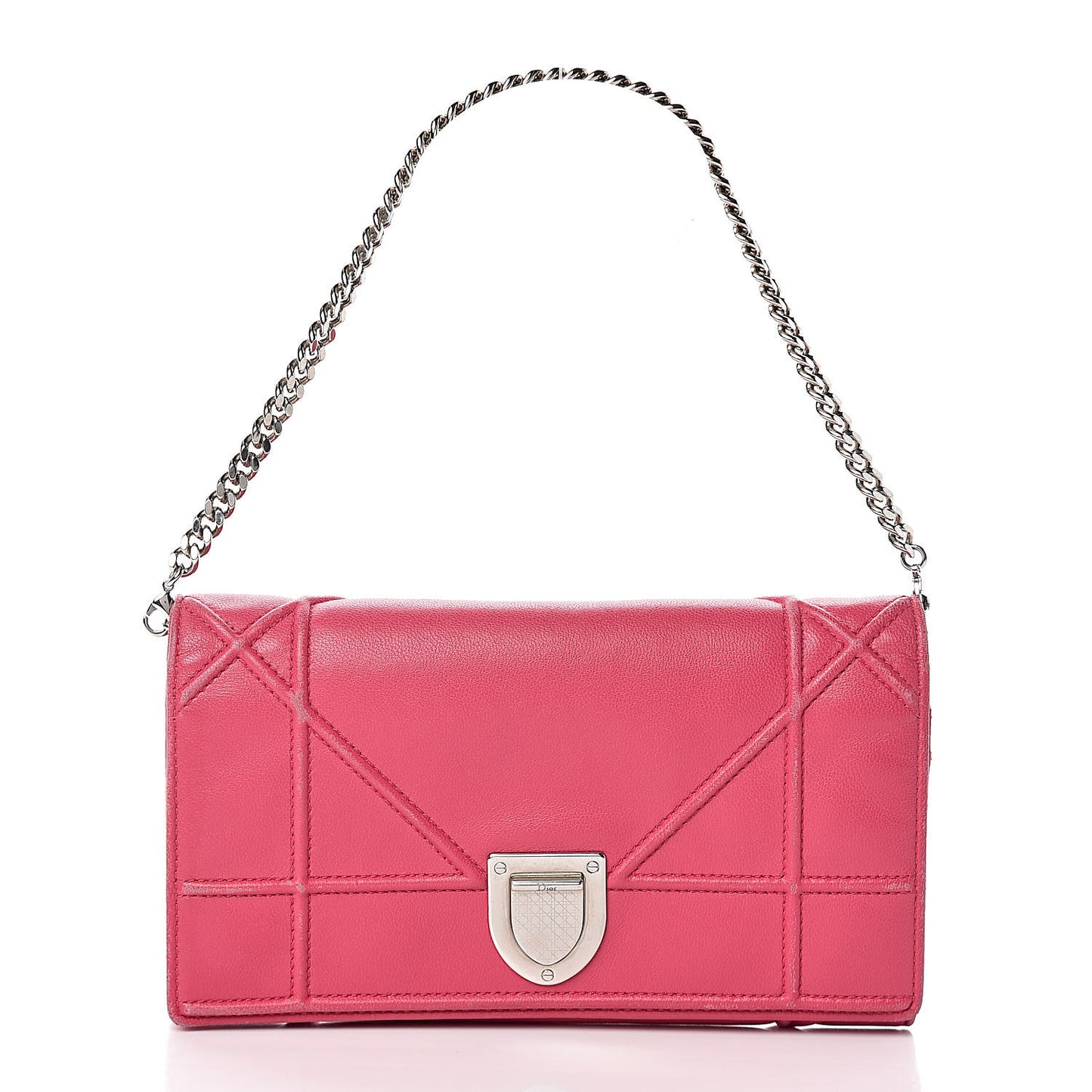 Lambskin Diorama Croisiere Chain Wallet Fuchsia