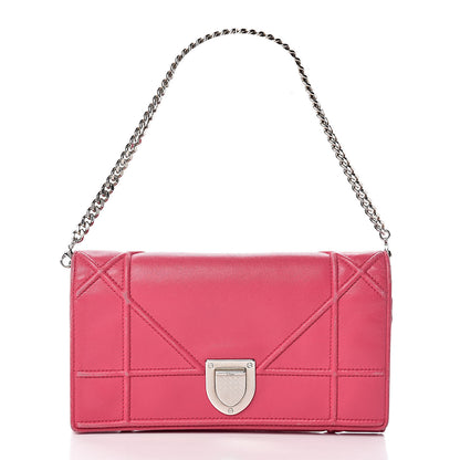 Christian Dior Lambskin Diorama Croisiere Chain Wallet Fuchsia 1 of 17
