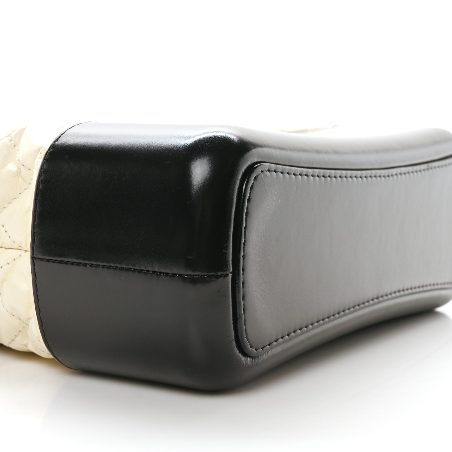 Aged Calfskin Quilted Medium Gabrielle Shopping Tote White Black