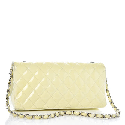 Chanel Distressed Patent Calfskin Quilted East West Flap Clutch Ivory 3 of 13