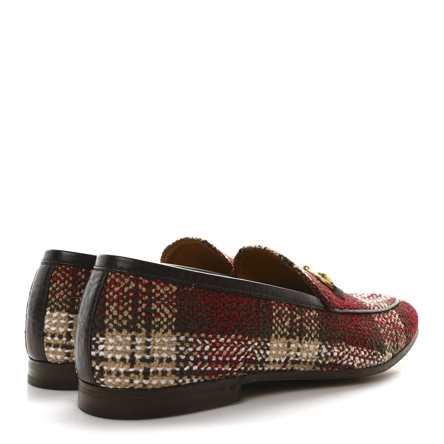 Vintage Tweed Check Horsebit Mens Jordaan Loafers 9 Red Beige White