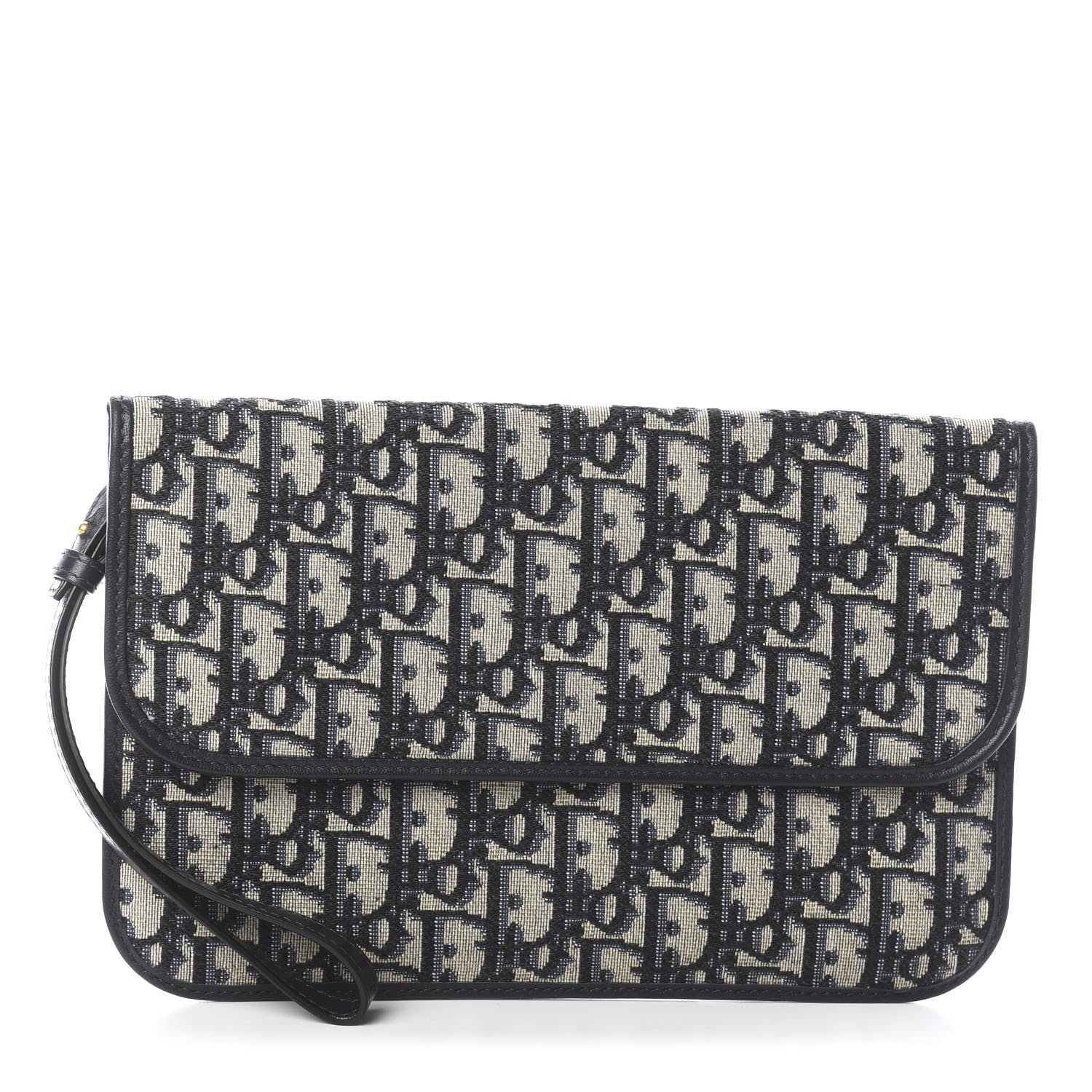 Christian Dior Oblique Flap Pouch Clutch Blue 1 of 5