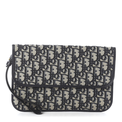 Christian Dior Oblique Flap Pouch Clutch Blue 1 of 5