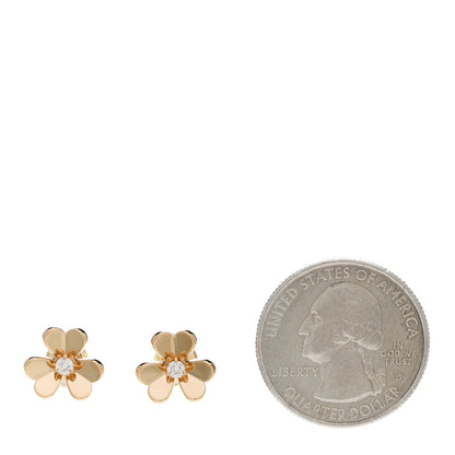 Van Cleef & Arpels 18K Yellow Gold Diamond Mini Frivole Earrings 2 of 3