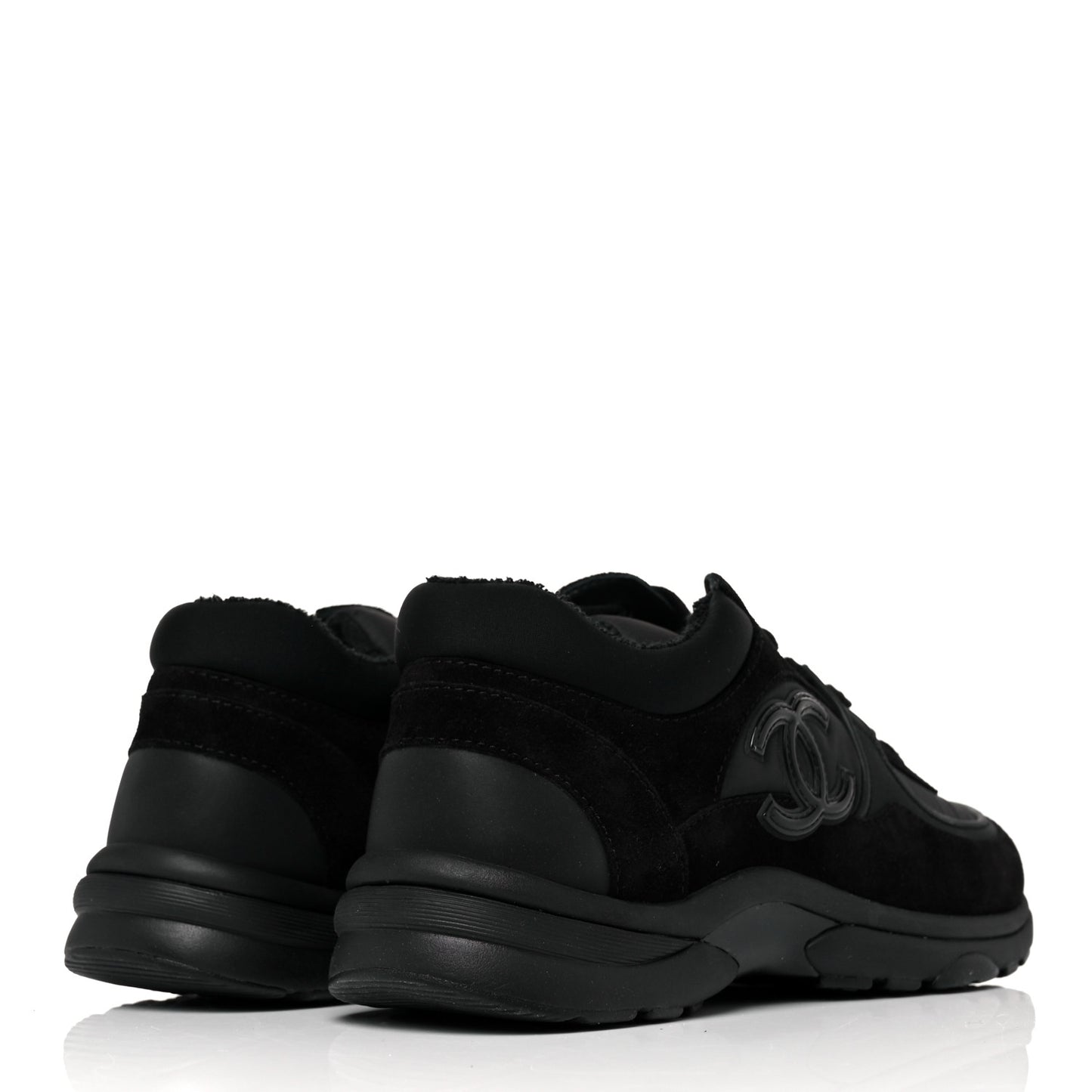 Nylon Calfskin Suede CC Sneakers 38 Black