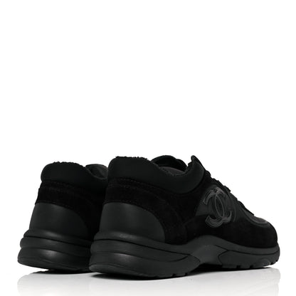 Chanel Nylon Calfskin Suede CC Sneakers 38 Black 4 of 9