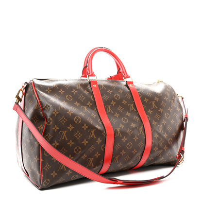 Louis Vuitton Calfskin Monogram Keepall Bandouliere 50 Coquelicot 2 of 9