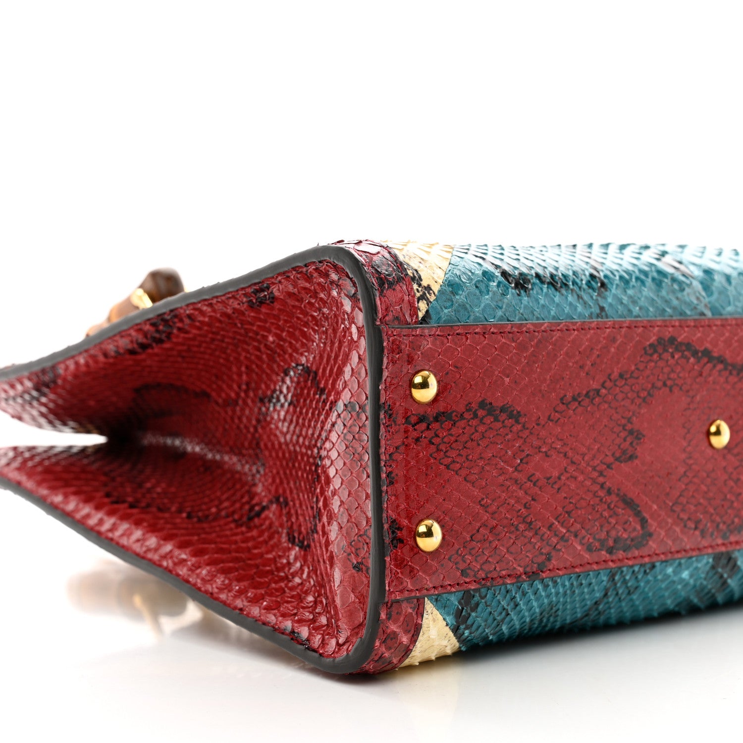 Gucci Snakeskin Geometric Small Diana Tote Wild Red Multicolor 9 of 10