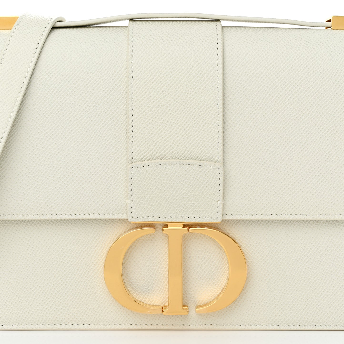 Grained Calfskin 30 Montaigne Flap Bag White
