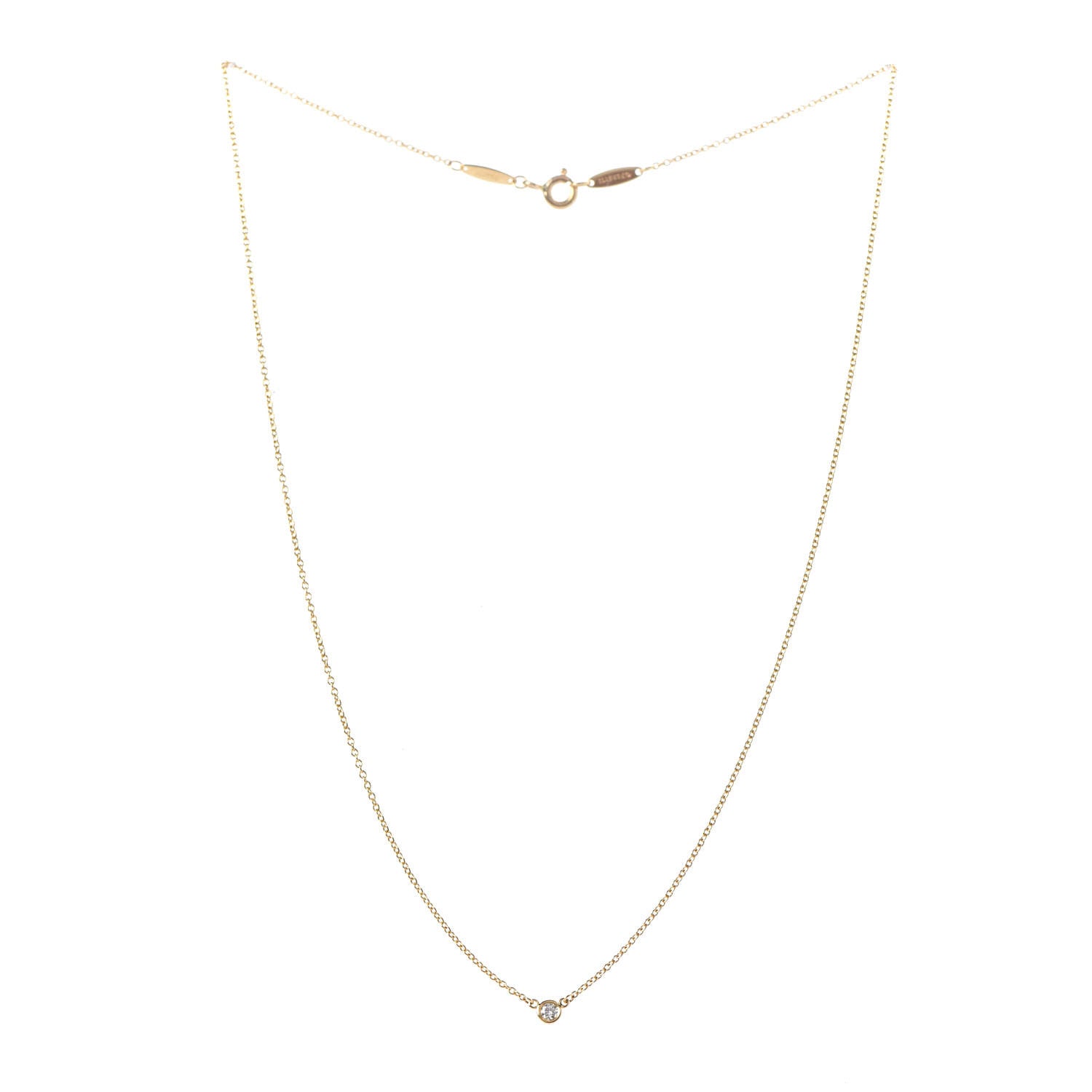 Tiffany 18K Yellow Gold Diamond .05ct Elsa Peretti Diamonds by the Yard Pendant Necklace 3 of 6